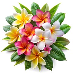 Fototapeta premium Tropical flowers frangipani plumeria isolated on white background