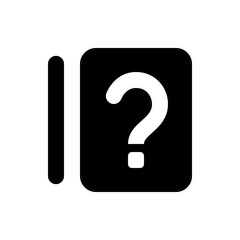 Illustration of a question mark inside a black rounded square next to a vertical bar on a white background