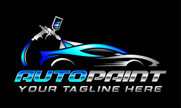 Auto painting logo vector illustration. Simple letter design icon of car service