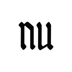 NU monogram logo design letter text name symbol monochrome logotype alphabet character simple logo