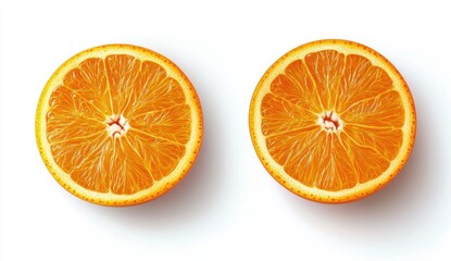 Fototapeta premium Two Halves of a Fresh Orange on White Background