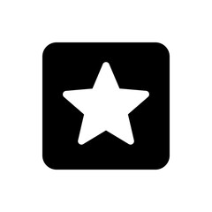 White star icon centered on a black rounded square background for interface design and applications use