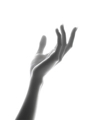Isolated Reaching Hand in Silhouetted