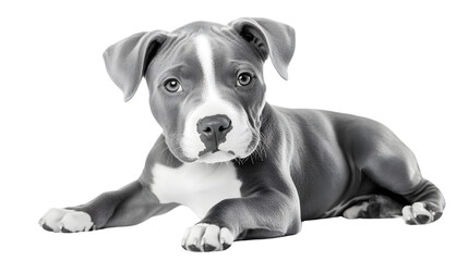 Fototapeta premium Professional Black and White Pitbull Dog Portrait Isolated on White Background