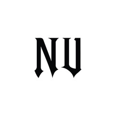 NU monogram logo design letter text name symbol monochrome logotype alphabet character simple logo