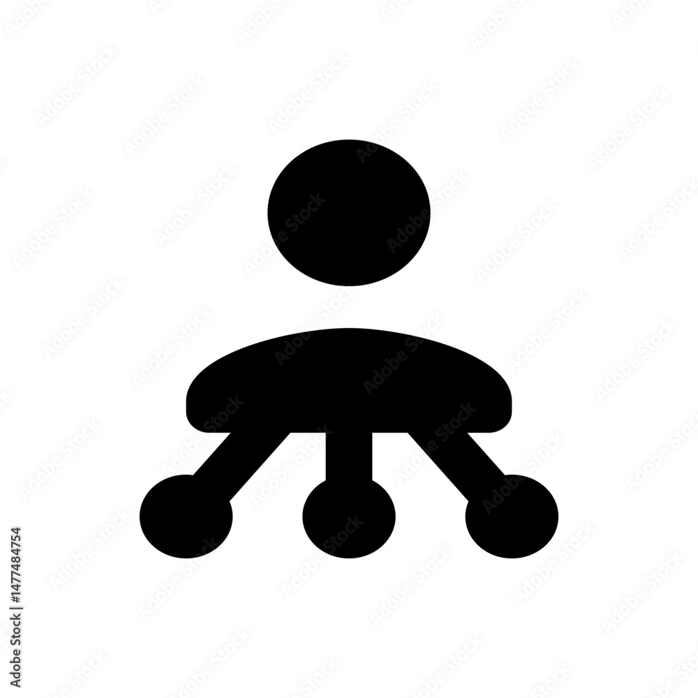 Poster black silhouette of a person connected to three nodes representing a network or hierarchical structu