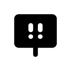 Black silhouette of a rectangular shape with rounded corners and four circular elements inside and a stem at bottom