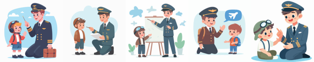 pilot vector interacting with children