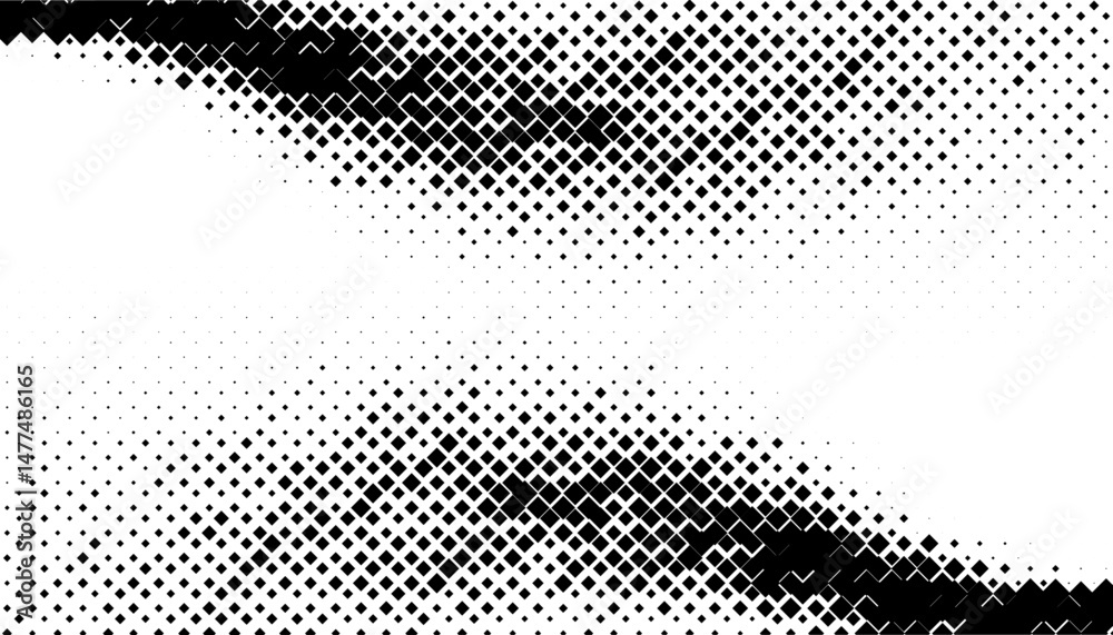 Poster black and white abstract geometric pattern with halftone effect transition for modern background and