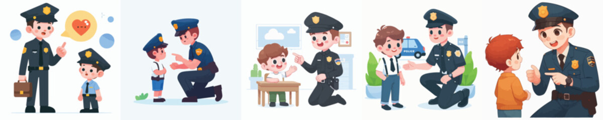 police vector interacting with children