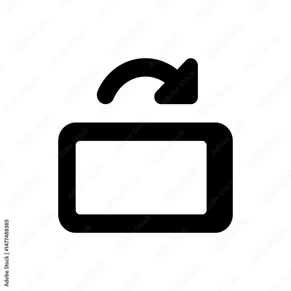 Poster black outline of a rectangle with rounded corners and an arrow looping over it pointing to the right