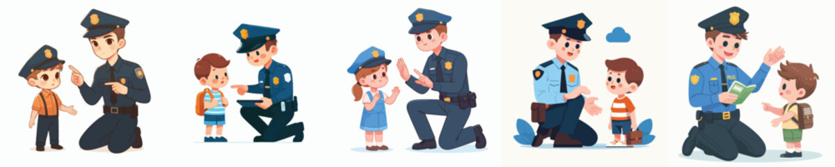 police vector interacting with children