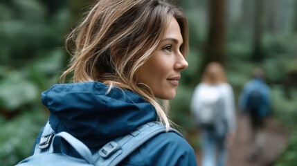 Fototapeta premium Women Hiking in Nature Exploring Trails and Adventure