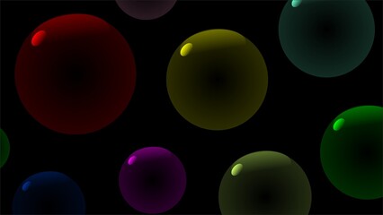 Colorful Glossy Bubbles on Black Background – Abstract 3D Sphere Design

