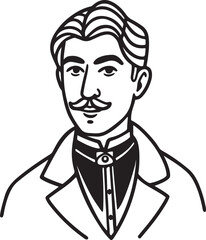 Line art illustration of a stylish gentleman, perfect for hipster visuals, masculine branding, and character designs