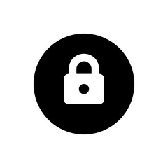 A white padlock symbol centered within a black circle providing a clear representation of security and privacy