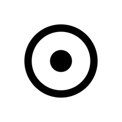 A simple illustration of a target symbol with a thick outer ring and a solid circle in the center space