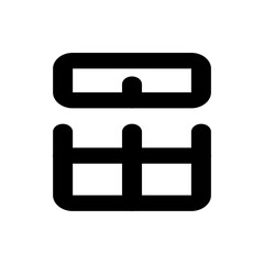 Illustration of a black abstract shape composed of rectangles and rounded edges on a white background view