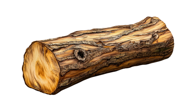 Realistic Wood Log Isolated on White Background for Designers and Creatives