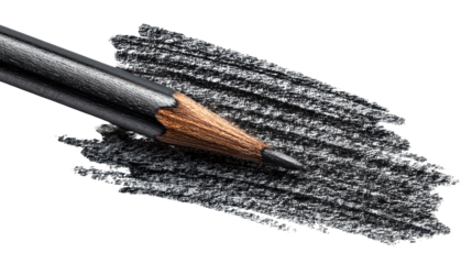 Close-up of a pencil and graphite texture. transparent background