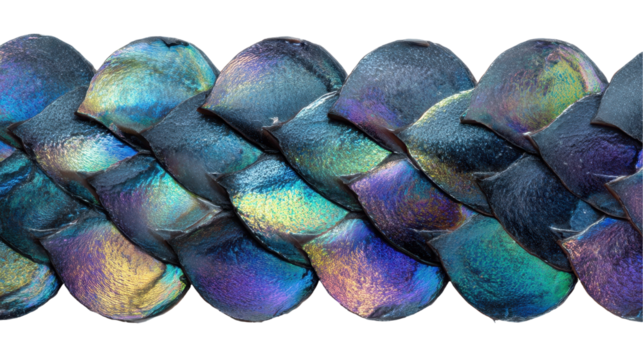 Colorful braided texture with iridescent effect. transparent background