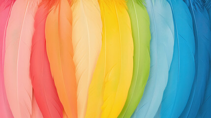 Vibrant and colorful parrot feathers displaying a beautiful texture with vivid hues and intricate patterns for art