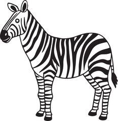 Realistic zebra line art illustration perfect for wildlife educational content, animal-themed printables, and safari projects