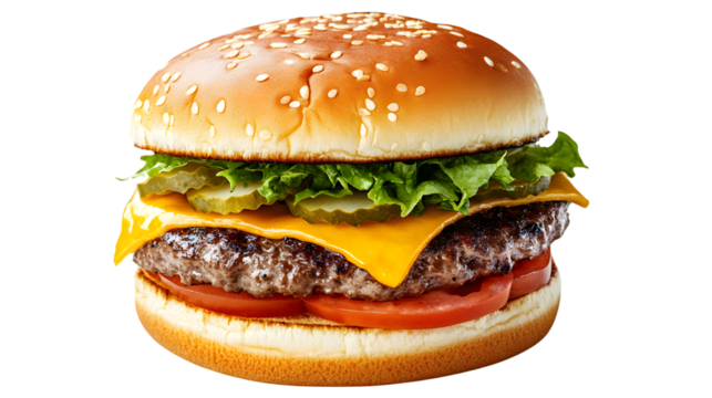 Delicious Smash Burger on White Background with Leading Lines