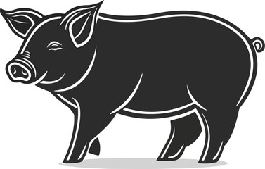 Obraz premium Pig Silhouette with Defined Features