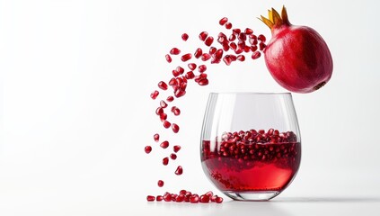 Fototapeta premium Pomegranate Seeds Falling into a Glass