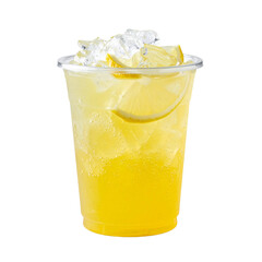 Glass of lemonade with ice and lemon slices. Great for summer beverage concepts, refreshment ads, restaurant menus, or healthy lifestyle designs.