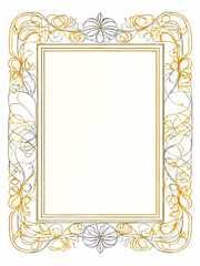 golden frame with floral ornament lines and empty inner space for insertion