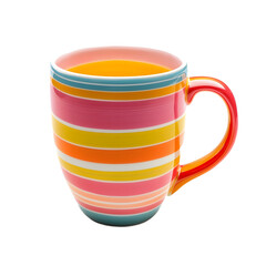 Vibrant striped mug, perfect for a cheerful morning.