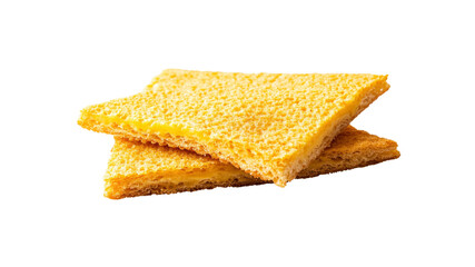 Fototapeta premium Delicious Golden-Brown Crispy Crackers with Creamy Filling, Close-up Studio Shot