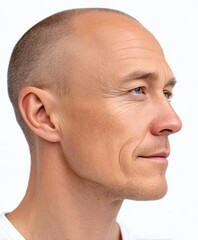 Fototapeta premium Close-up of a Bald Man with Clear Skin and Gentle Smile