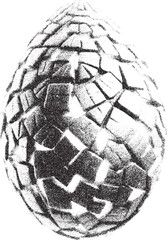 Black and white xerox effect textured egg vector illustration grainy textured cracked egg ideal for easter designs backgrounds textures overlays grunge effects vintage retro styles and more