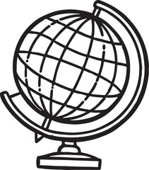 Globe vector illustration in minimal line art style ideal for education, geography, and travel-themed designs.