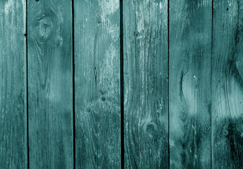 Obraz premium Grungy cyan toned weathered wooden board wall.