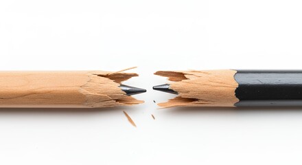 Obraz premium Broken pencil isolated on white background