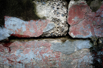 Grungy wall texture with cracks and mud.