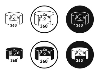 Tour virtual icons in line art painting concept
