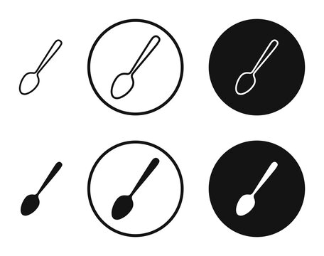 Spoon icons in line art painting concept