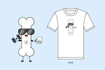 Bone mascot illustration vector design with T-shirt mockup. EPS 10