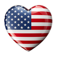 Fototapeta premium Heartshaped american flag on transparent background 