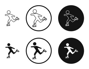 Ice skate icons in line art painting concept