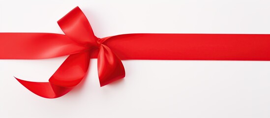 Red Ribbon Bow on White Background