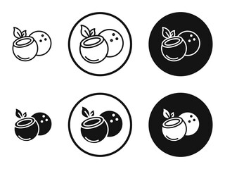 Coconut icons in line art painting concept