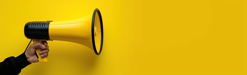 megaphone on a yellow background.