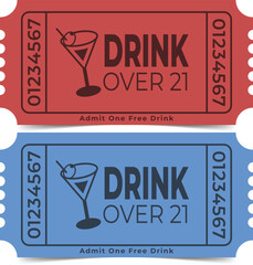 Drink Ticket Template. Admit One. Vector Design.
