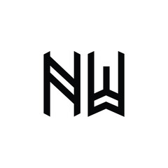 NW monogram logo design letter text name symbol monochrome logotype alphabet character simple logo